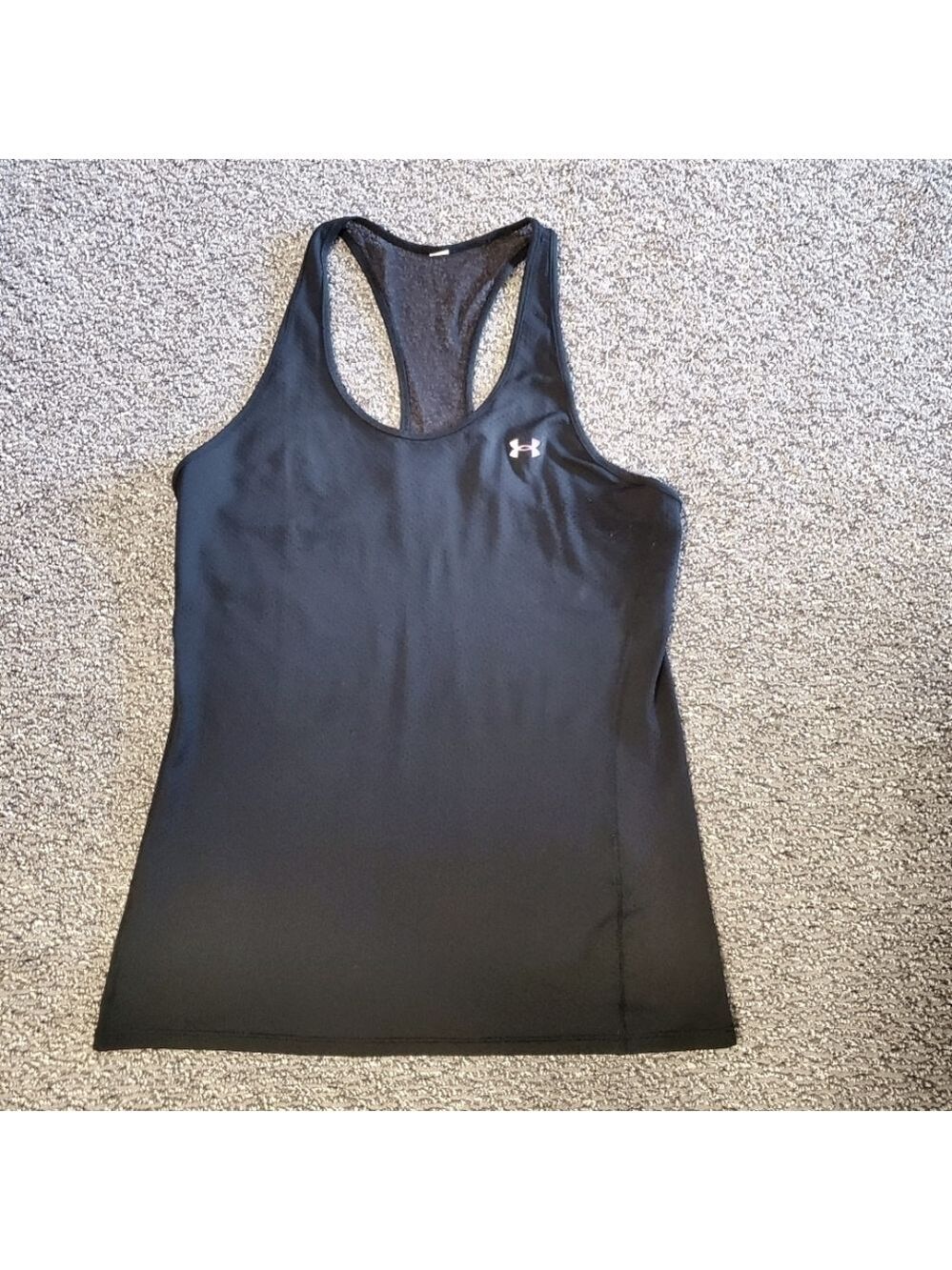 Under Armour Athletic Racerback Tank Top Sleeveless Breathable Black Womens